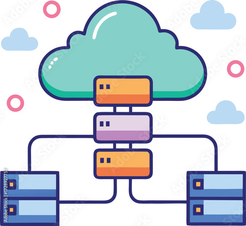 Cloud Computing Data Hosting Server Infrastructure Technology Vector
