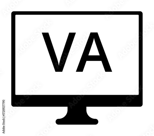 Monitor displaying va letters: simple digital interface design.