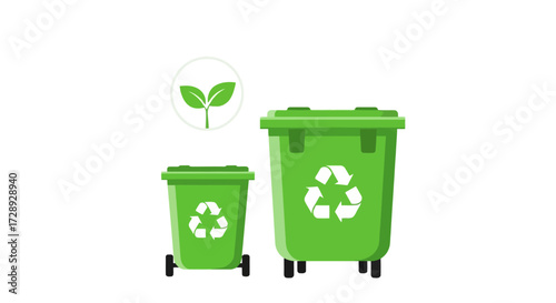 Recycle bins with recycle symbol isolated on white background