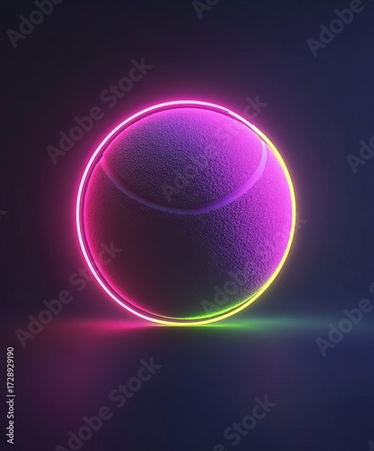 Wallpaper Mural Neon glowing tennis ball digital artwork with vibrant colors Torontodigital.ca