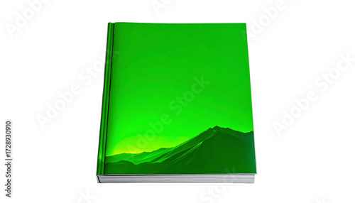 Green Book with Mountain Landscape Design Isolated on White Background.