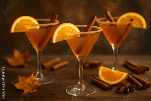 Cocktail automnal garni de cannelle et orange