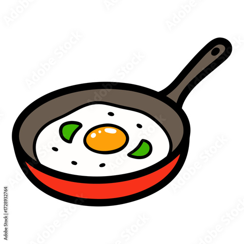 fried egg in a frying pan