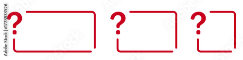 Red question mark frames with rounded corners.