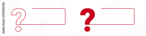 Red question mark with adjacent rectangular outline variations.