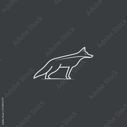 Outlined wolf with geometric style on gray background