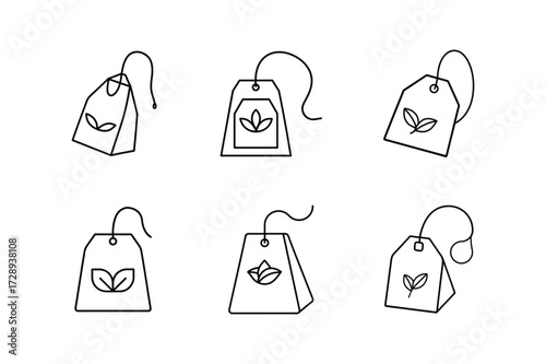 herbal tea bag icon line art vector illustration