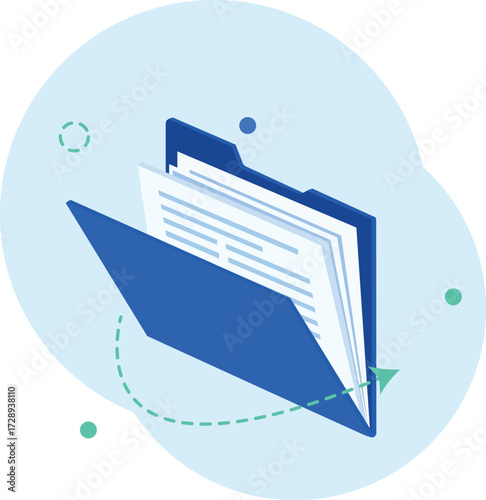 Adobe Illustrator Open folder icon with documents
