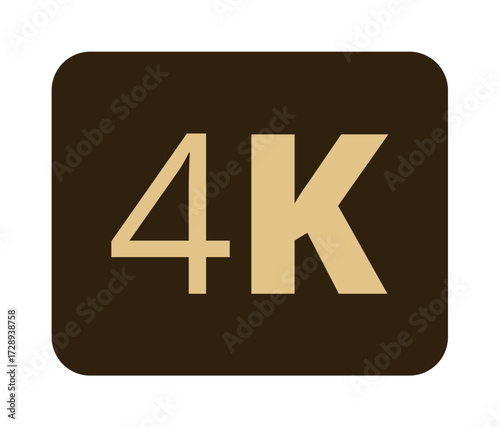 4k resolution display icon in brown and gold color scheme.