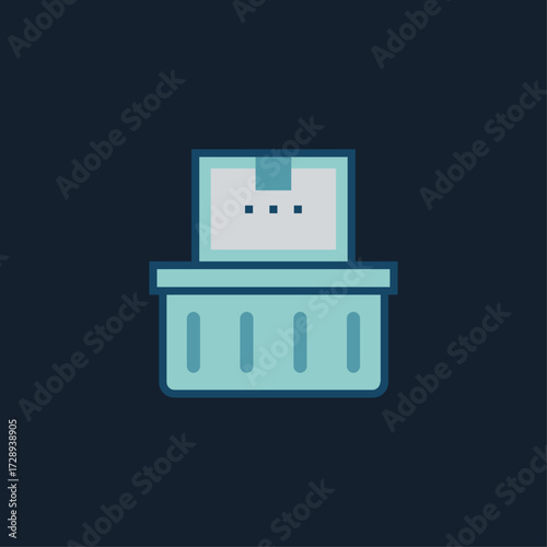 A modern vector icon of a shopping basket containing a parcel, representing online shopping, ecommerce orders, and product delivery.