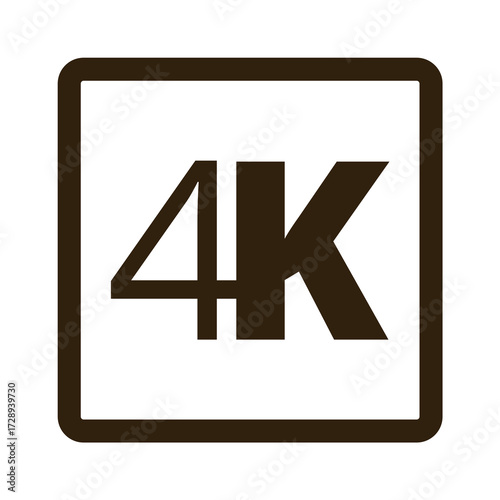 4k resolution icon in black and white minimalist design.