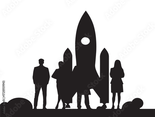 Startups silhouette vector illustration solid black symbol for entrepreneurship venture