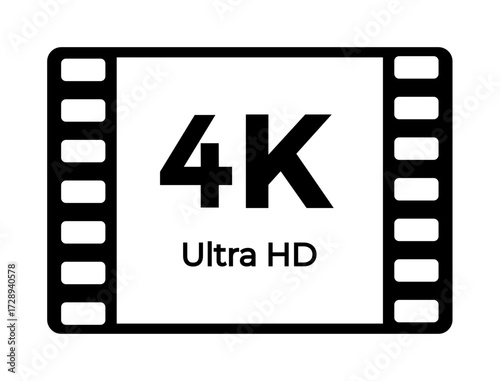 4k ultra hd film icon vector with high-resolution format symbol.