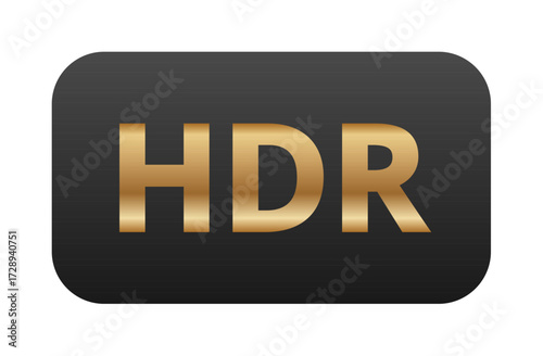 Hdr gold text on dark background: high dynamic range icon symbol.