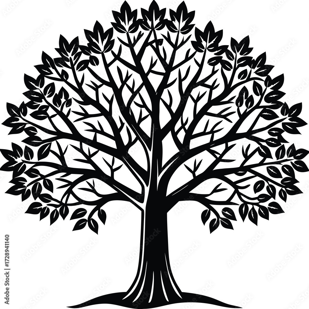 Obraz premium Monochromatic outline of a dense autumn forest with tall trees and foliage