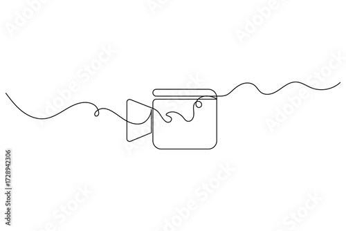 Video camera Continuous one line drawing of outline vector illustration.