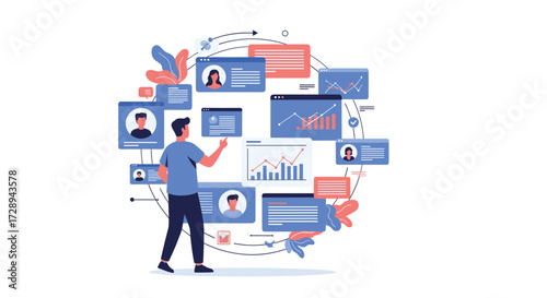 Visualizing complex data relationships with interactive dashboards and user profiles.