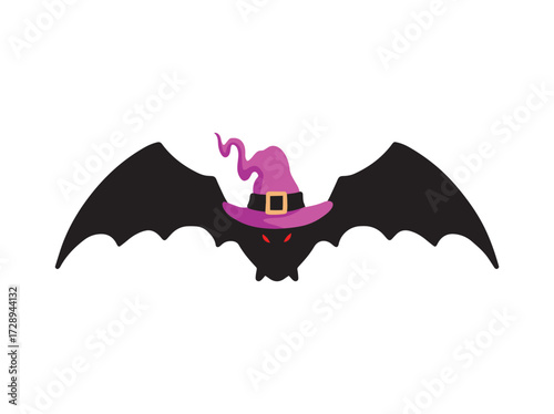 Cartoon Witch Hat Bat illustration
