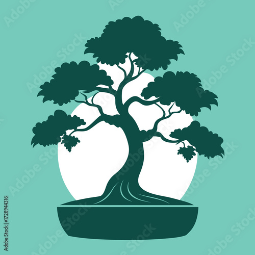 Elegant stylized bonsai tree silhouette a minimalist design perfect for nature and zen themed projects