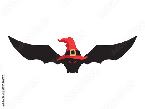 Cartoon Witch Hat Bat illustration
