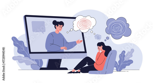 Online therapy session for mental health support and emotional well-being guidance.