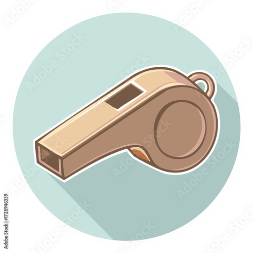 Vector illustration of a whistle, coaching and sports equipment