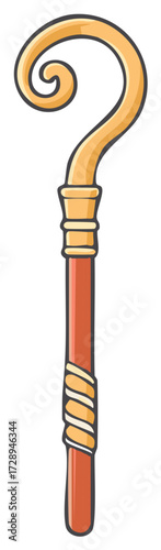 Cartoon illustration of a golden shepherd's staff