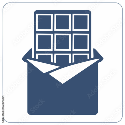 Open chocolate bar icon with visible segments and wrapper