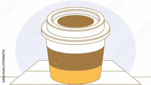 An isolated vector illustration of a disposable coffee cup for takeaway breakfast