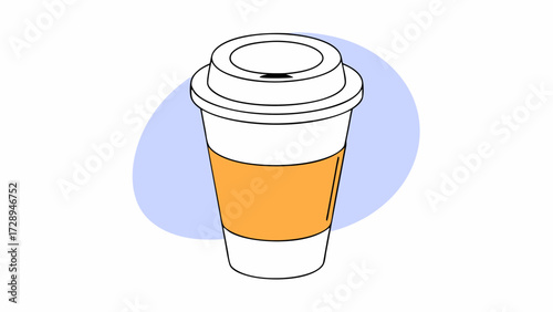Plastic disposable coffee cup with lid and isolated