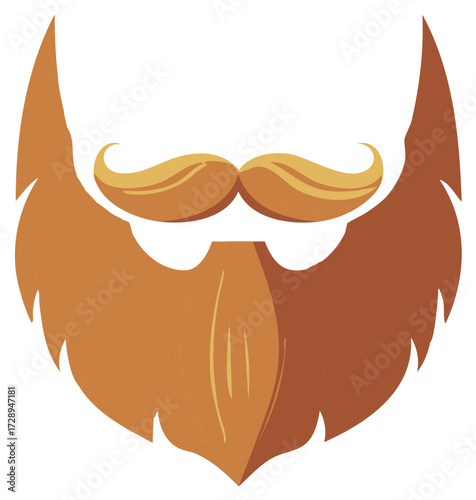 Stylized Ginger Beard and Moustache Illustration with Textured Strands
