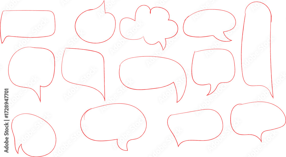 Obraz premium Express yourself with these hand-drawn speech bubbles for presentations, social media, or design projects, perfect for adding a creative touch and visual appeal