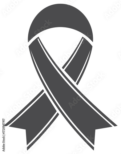 Elegant Gray Ribbon Symbolizing Awareness or Support for Important Causes
