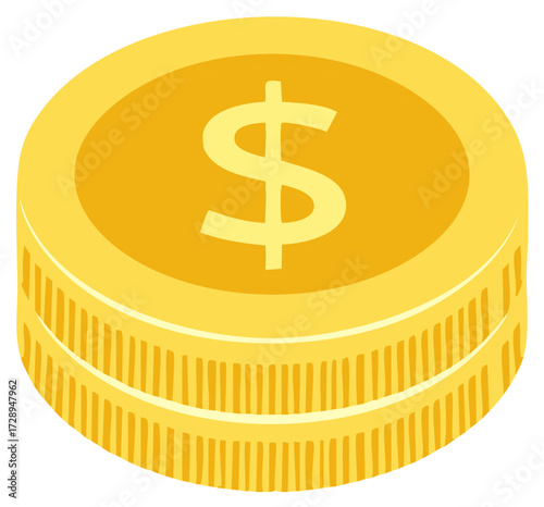 Stack of Gold Coins, Dollar Symbol, Financial Wealth and Savings Concept, Currency Stack, Investment