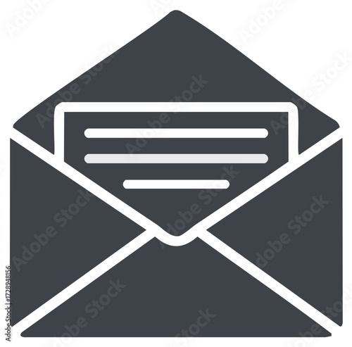 Open envelope with letter icon flat design simple illustration