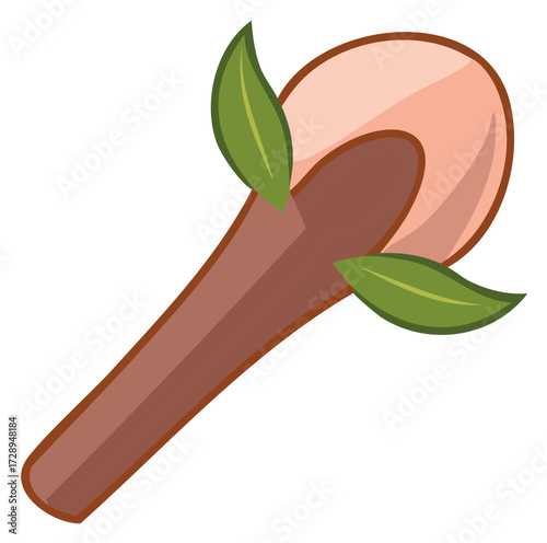 Detailed Illustration of a Clove Spice with Green Leaves Isolated