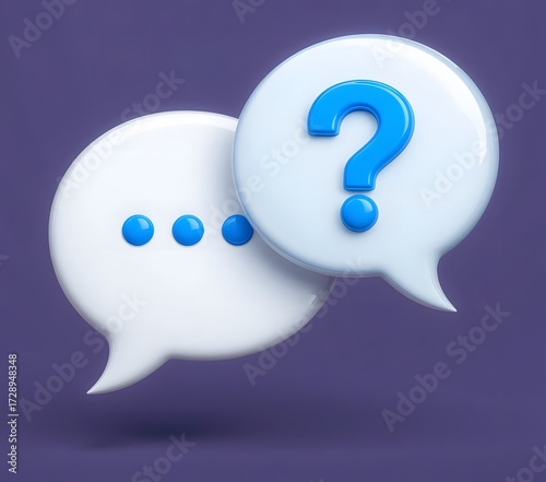The concept word q and a, questions and answers on purple background