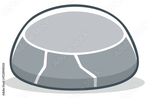 Stylized Cartoon Rock Formation with Cracks and Shadow Effects Vector Illustration
