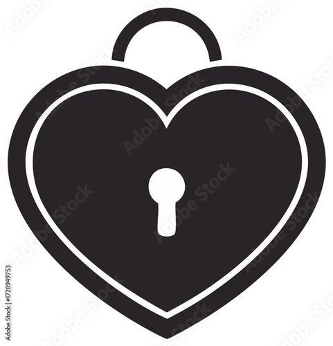 Heart shaped padlock with keyhole graphic illustration simple silhouette
