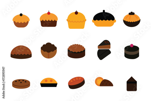 Collection of delicious sweet treats and dessert illustrations