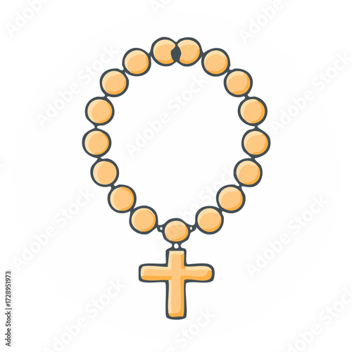 Rosary Beads with Cross Illustration Prayer Beads Religious Devotion Graphic Element