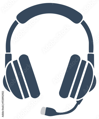 Headset with Microphone Isolated Flat Vector. Customer service headphone for calls and communication.