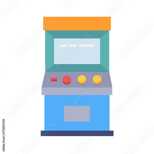 Classic arcade game cabinet with colorful buttons and glowing screen, bringing retro gaming fun and entertainment to any space.