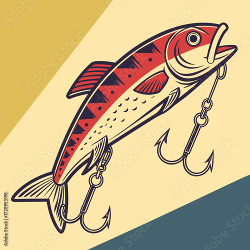 Dynamic fishing lure with sharp hooks lures game fish with vibrant design and angling adventure appeal