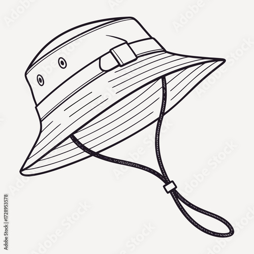 Stylish bucket hat with chin strap perfect for outdoor adventures and fashion-forward looks capturing casual cool