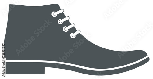 Grey boot illustration with shoelaces, side view