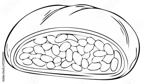 Savory Filled Pastry Outline: Bean Pie or Middle Eastern Food Concept
