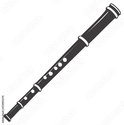 Traditional woodwind flute musical instrument simple black vector icon