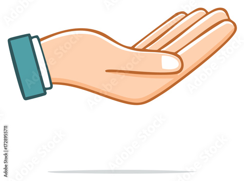 Cupped hand gesture illustration offering or receiving something, a symbol of help and charity