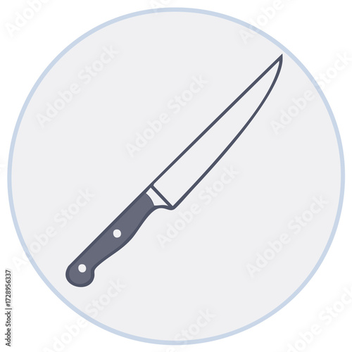 Illustration of a kitchen knife within a circle outline